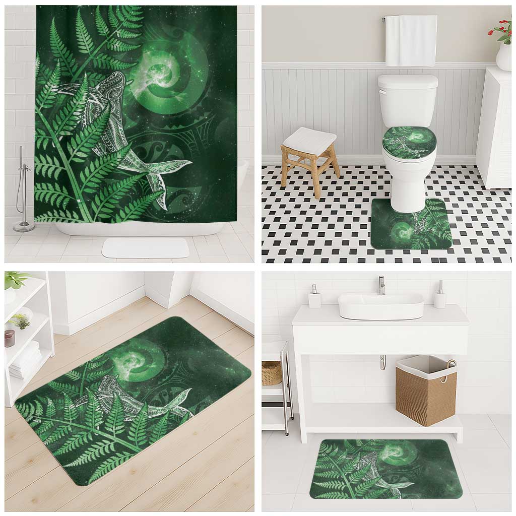 New Zealand Matariki Bathroom Set Maori Koru With Humpback Whale Green LT05 - Polynesian Pride