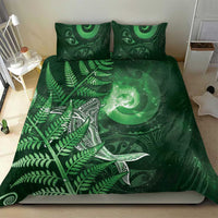 New Zealand Matariki Bedding Set Maori Koru With Humpback Whale Green LT05 - Polynesian Pride