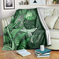 New Zealand Matariki Blanket Maori Koru With Humpback Whale Green