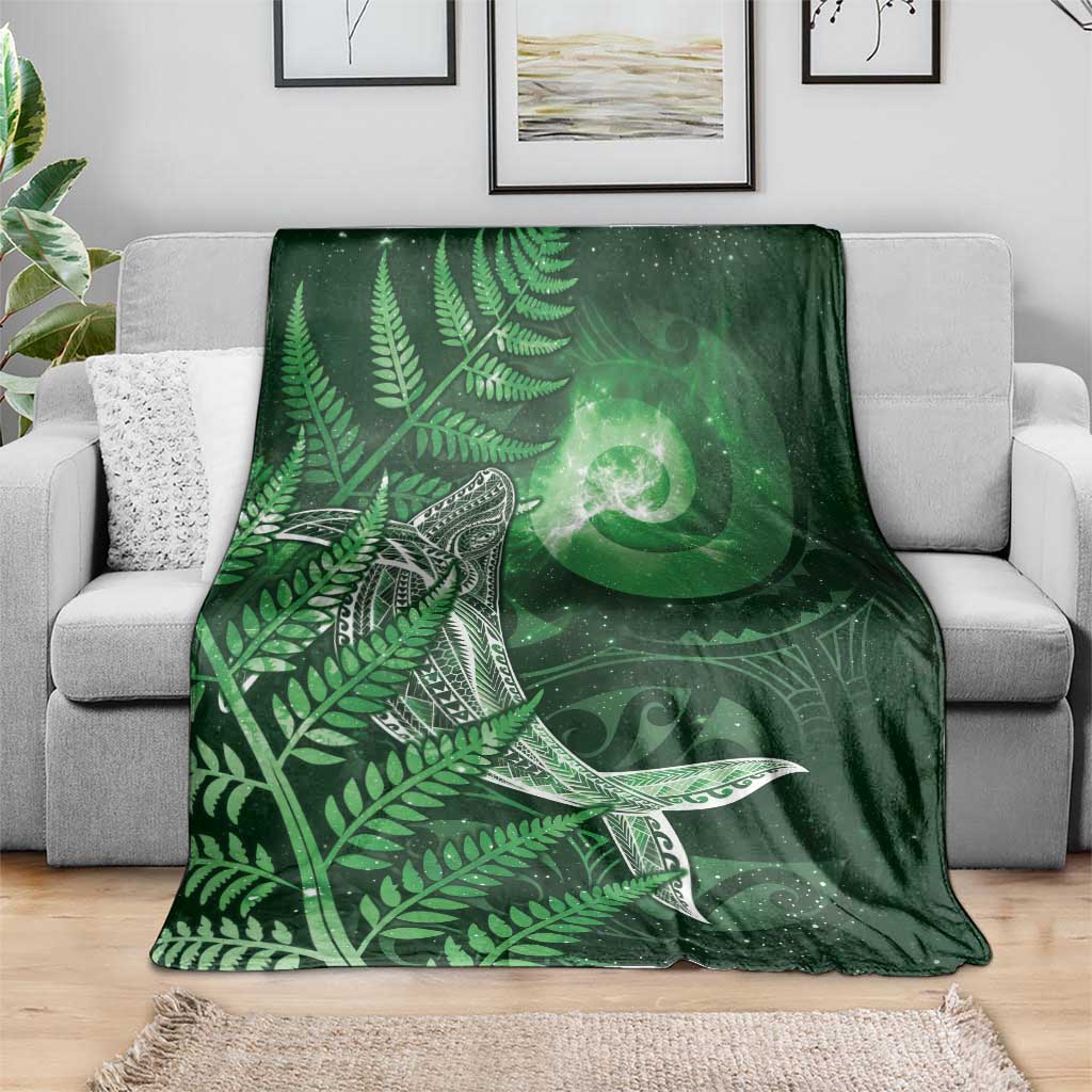 New Zealand Matariki Blanket Maori Koru With Humpback Whale Green