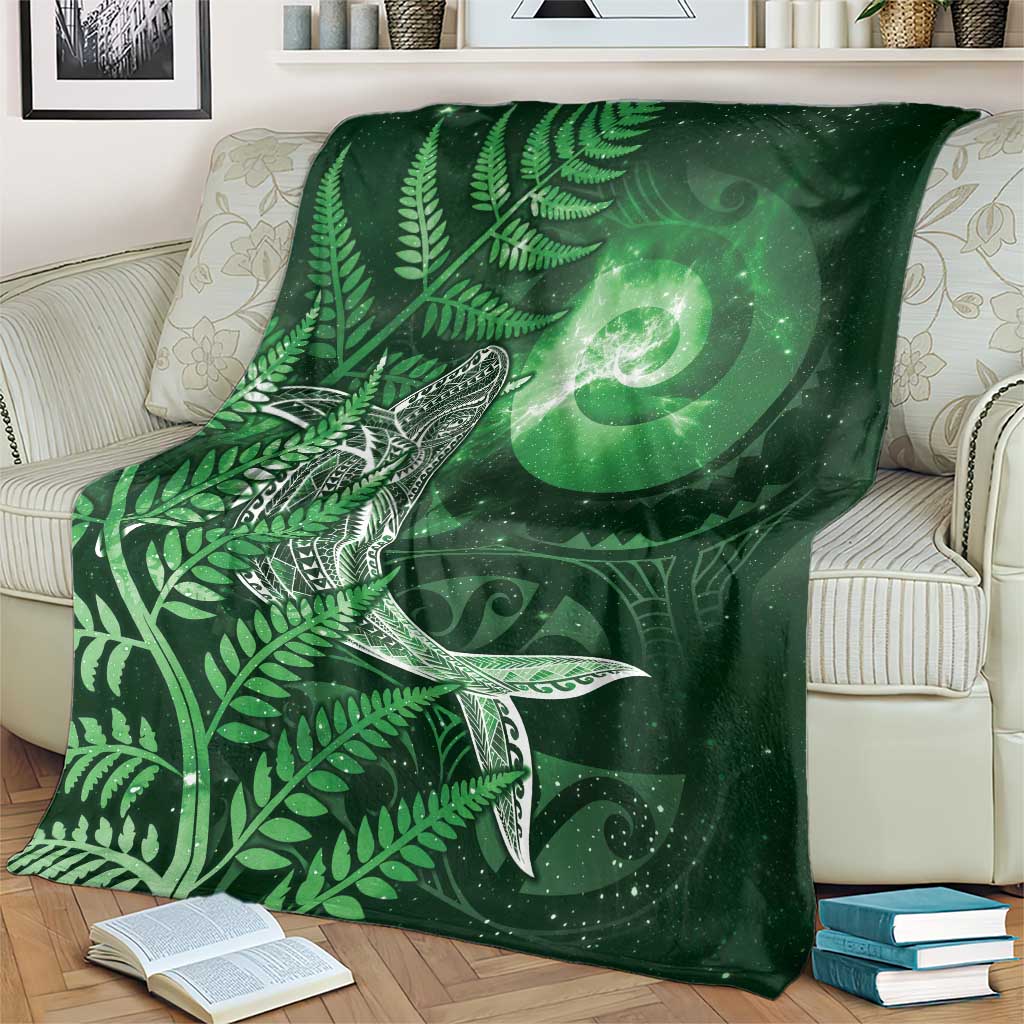 New Zealand Matariki Blanket Maori Koru With Humpback Whale Green