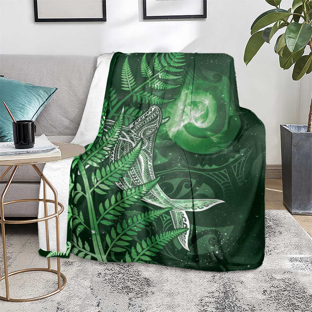 New Zealand Matariki Blanket Maori Koru With Humpback Whale Green