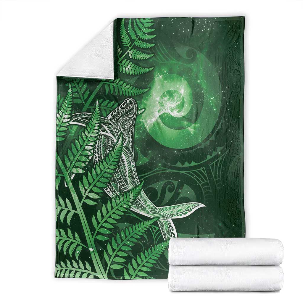 New Zealand Matariki Blanket Maori Koru With Humpback Whale Green