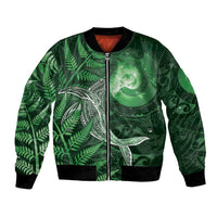 New Zealand Matariki Bomber Jacket Maori Koru With Humpback Whale Green LT05 Unisex Green - Polynesian Pride