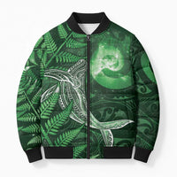 New Zealand Matariki Bomber Puffer Jacket Maori Koru With Humpback Whale Green LT05 Unisex Green - Polynesian Pride