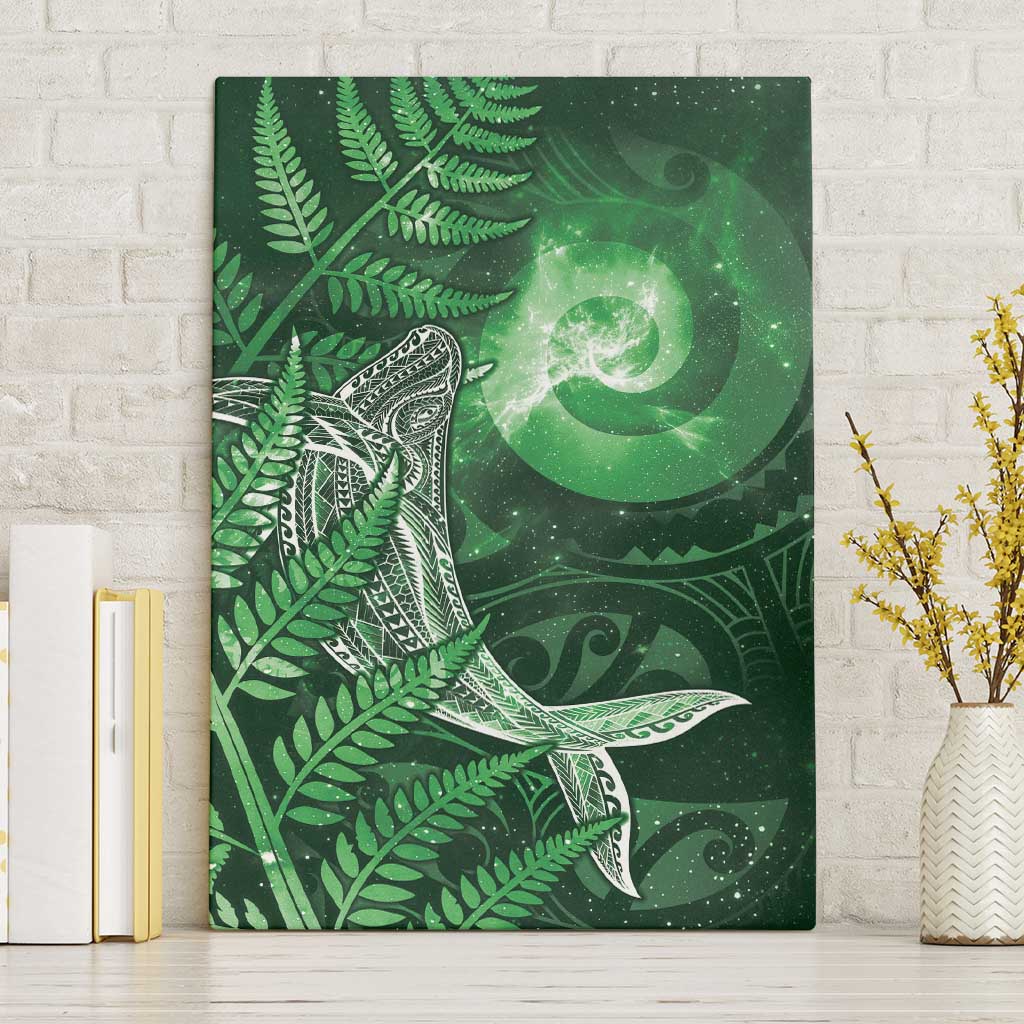 New Zealand Matariki Canvas Wall Art Maori Koru With Humpback Whale Green LT05 Without Frame Green - Polynesian Pride