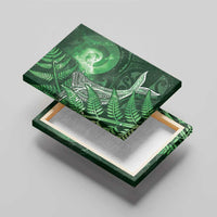 New Zealand Matariki Canvas Wall Art Maori Koru With Humpback Whale Green LT05 - Polynesian Pride