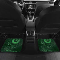 New Zealand Matariki Car Mats Maori Koru With Humpback Whale Green LT05 Set 2pcs - Back Green - Polynesian Pride