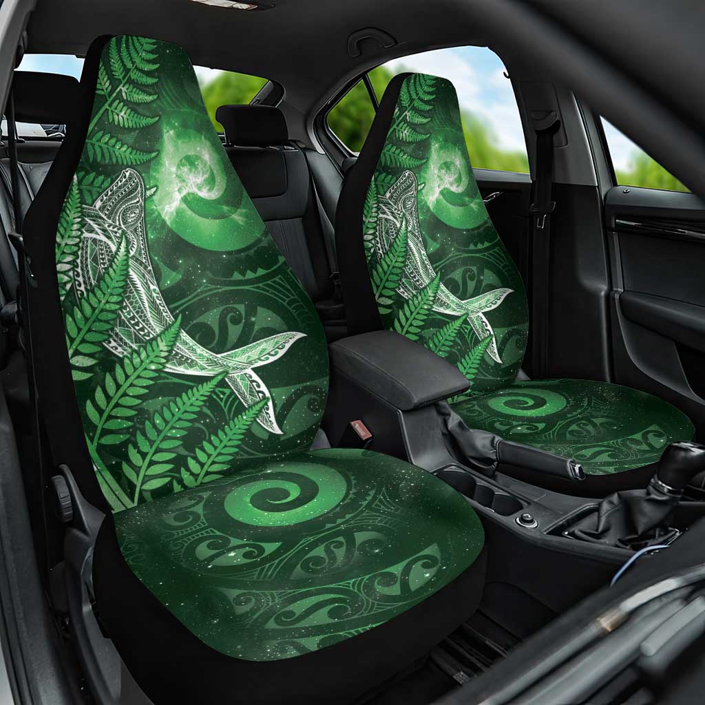 New Zealand Matariki Car Seat Cover Maori Koru With Humpback Whale Green LT05 One Size Green - Polynesian Pride