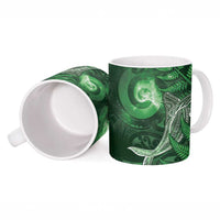 New Zealand Matariki Ceramic Mug Maori Koru With Humpback Whale Green LT05 - Polynesian Pride