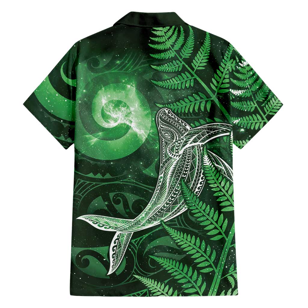 New Zealand Matariki Family Matching Off Shoulder Maxi Dress and Hawaiian Shirt Maori Koru With Humpback Whale Green