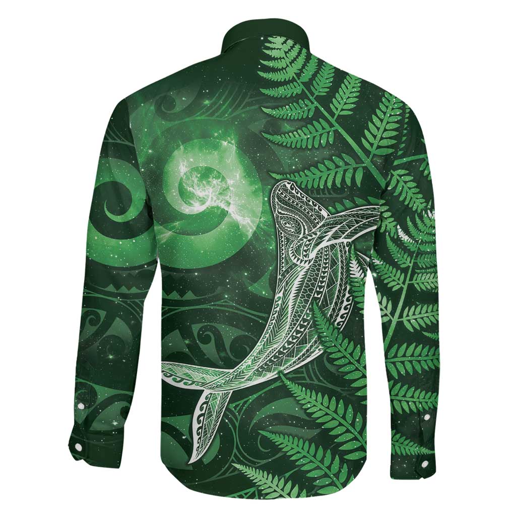 New Zealand Matariki Family Matching Short Sleeve Bodycon Dress and Hawaiian Shirt Maori Koru With Humpback Whale Green