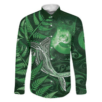 New Zealand Matariki Family Matching Summer Maxi Dress and Hawaiian Shirt Maori Koru With Humpback Whale Green