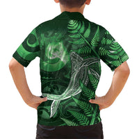 New Zealand Matariki Family Matching Tank Maxi Dress and Hawaiian Shirt Maori Koru With Humpback Whale Green