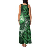 New Zealand Matariki Family Matching Tank Maxi Dress and Hawaiian Shirt Maori Koru With Humpback Whale Green