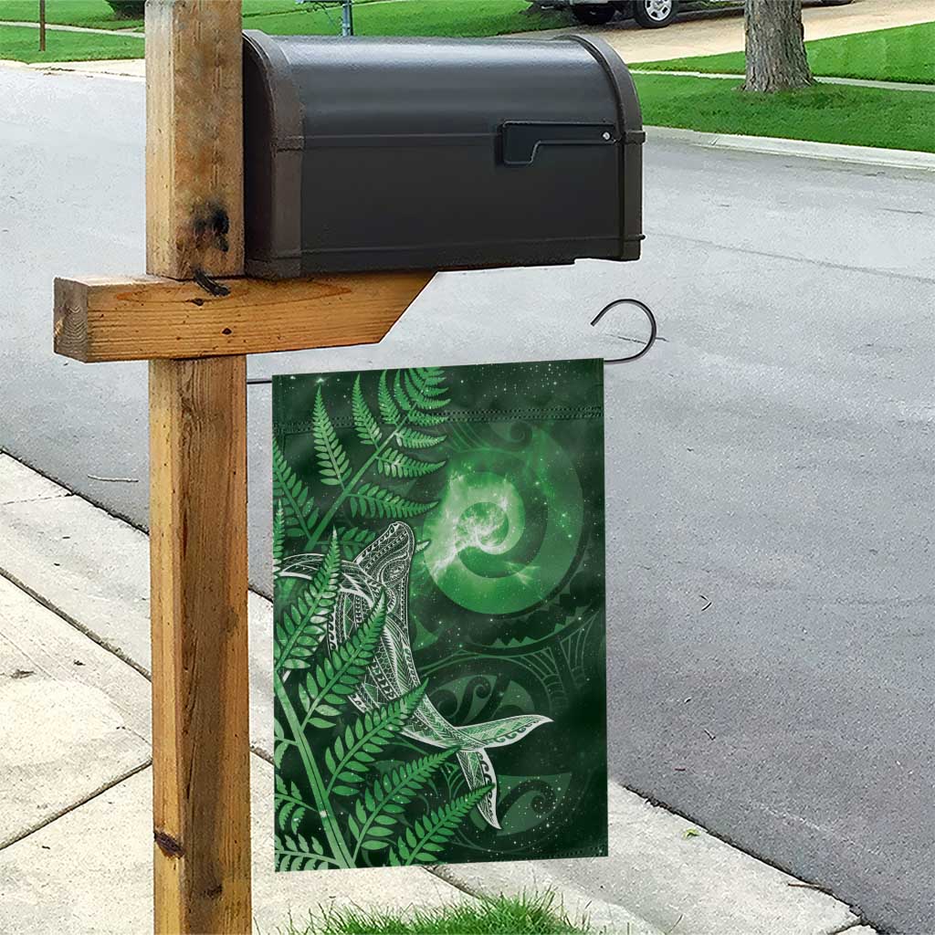 New Zealand Matariki Garden Flag Maori Koru With Humpback Whale Green LT05 - Polynesian Pride