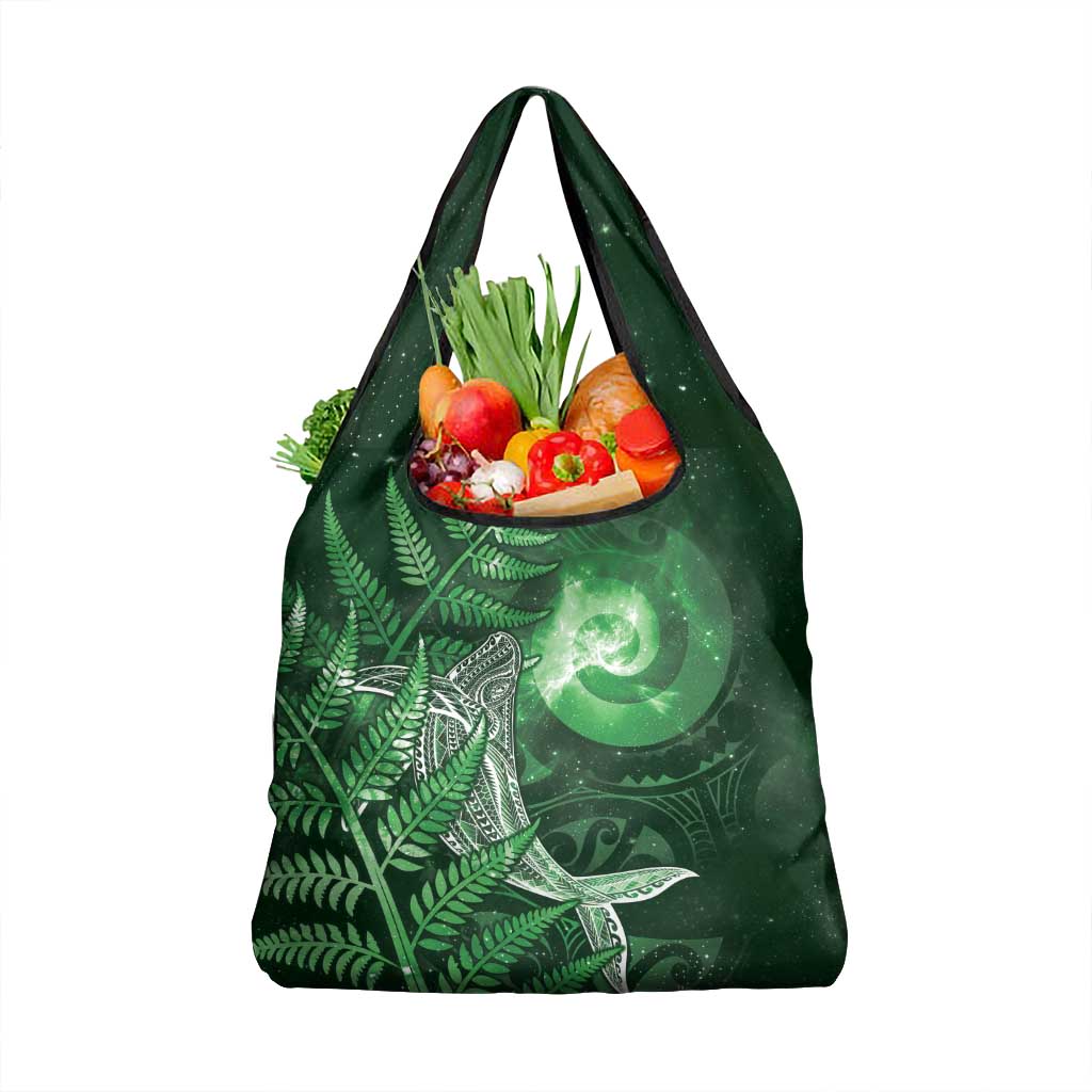 New Zealand Matariki Grocery Bag Maori Koru With Humpback Whale Green LT05 1-pack One Size Green - Polynesian Pride