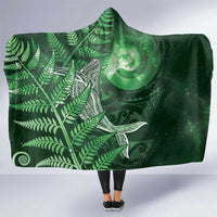 New Zealand Matariki Hooded Blanket Maori Koru With Humpback Whale Green LT05 One Size Green - Polynesian Pride