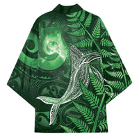 New Zealand Matariki Kimono Maori Koru With Humpback Whale Green LT05 - Polynesian Pride