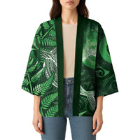 New Zealand Matariki Kimono Maori Koru With Humpback Whale Green LT05 - Polynesian Pride