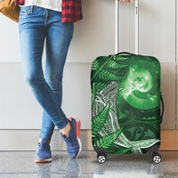 New Zealand Matariki Luggage Cover Maori Koru With Humpback Whale Green LT05 - Polynesian Pride