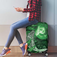 New Zealand Matariki Luggage Cover Maori Koru With Humpback Whale Green LT05 - Polynesian Pride