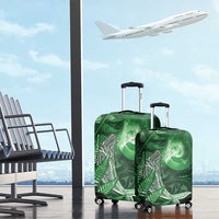 New Zealand Matariki Luggage Cover Maori Koru With Humpback Whale Green LT05 - Polynesian Pride