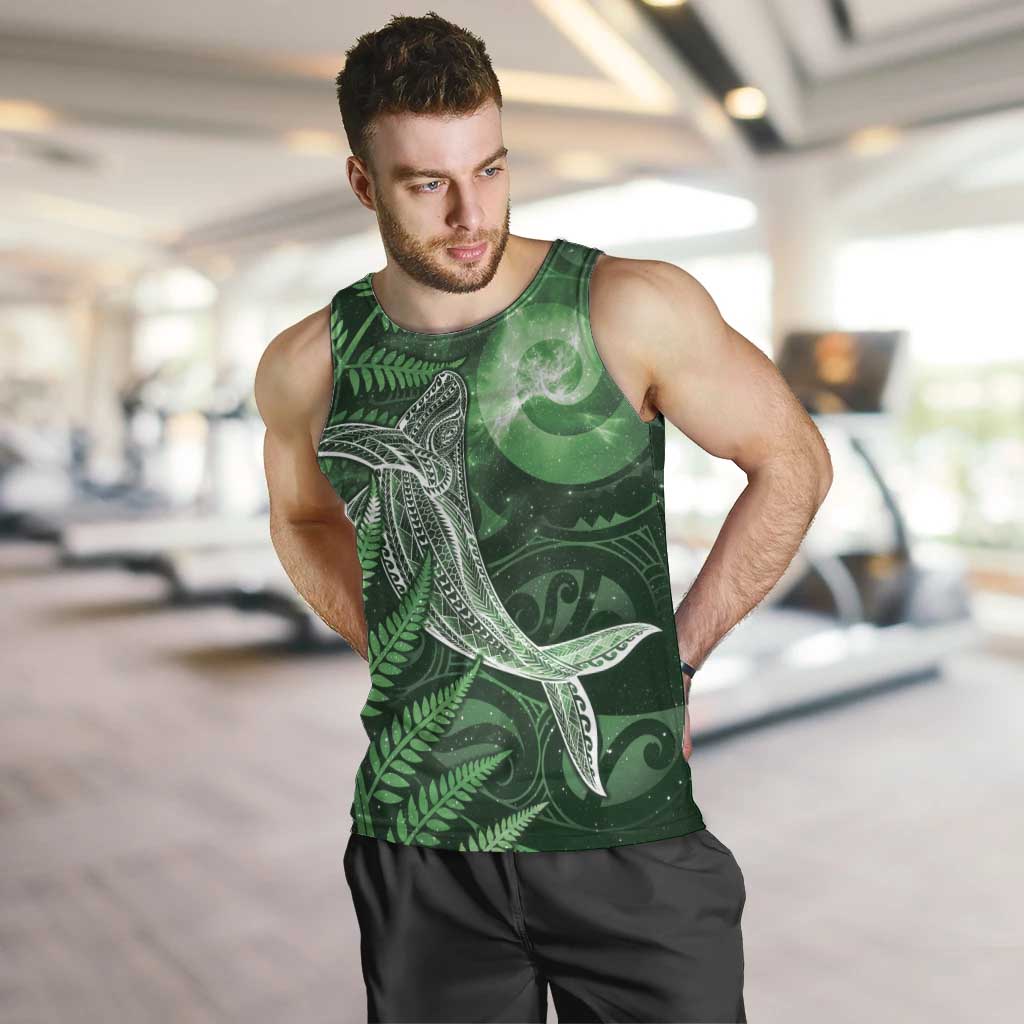New Zealand Matariki Men Tank Top Maori Koru With Humpback Whale Green LT05 Green - Polynesian Pride