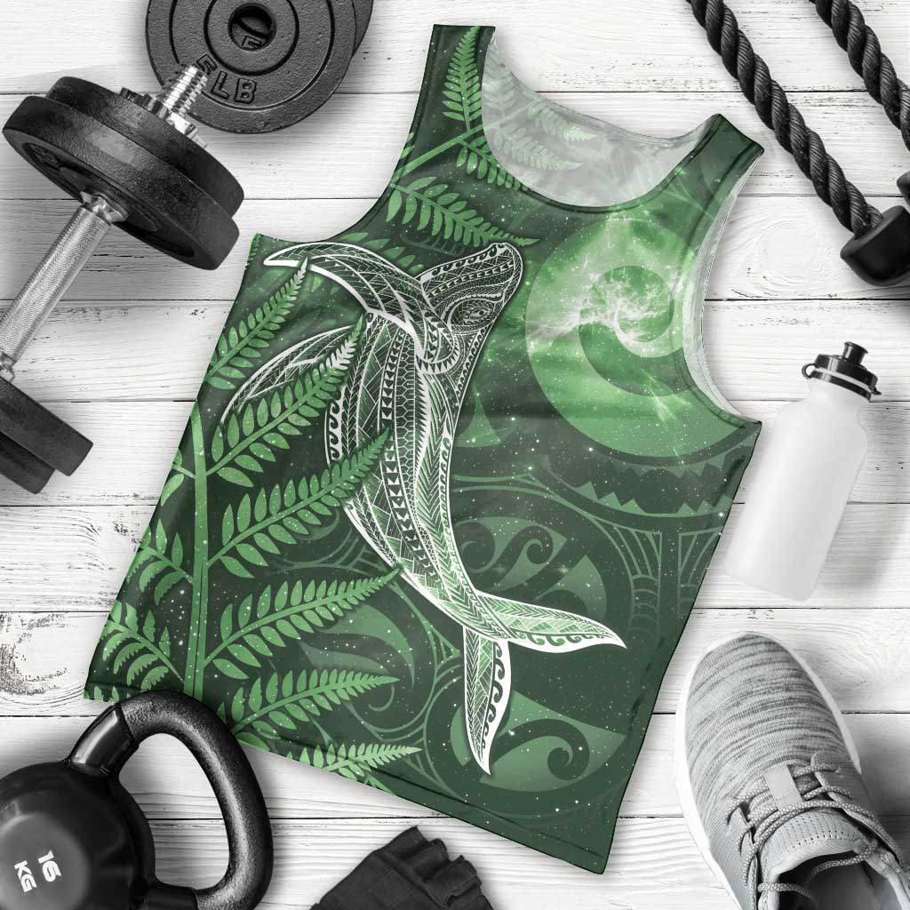 New Zealand Matariki Men Tank Top Maori Koru With Humpback Whale Green LT05 - Polynesian Pride