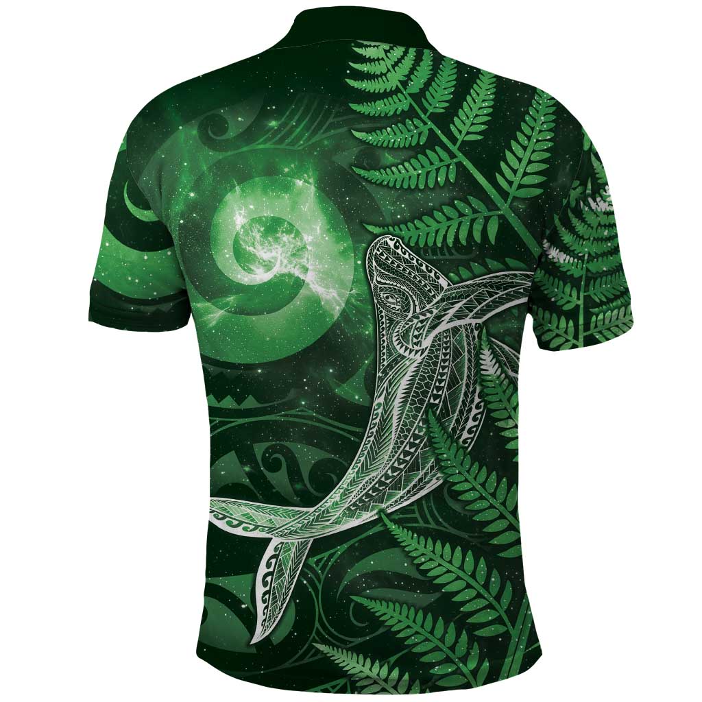 New Zealand Matariki Polo Shirt Maori Koru With Humpback Whale Green LT05 - Polynesian Pride