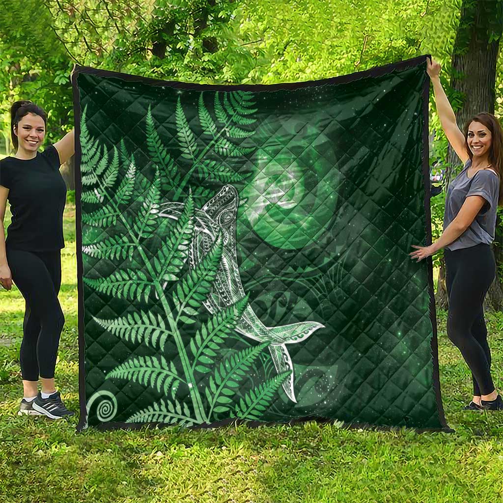 New Zealand Matariki Quilt Maori Koru With Humpback Whale Green LT05 - Polynesian Pride