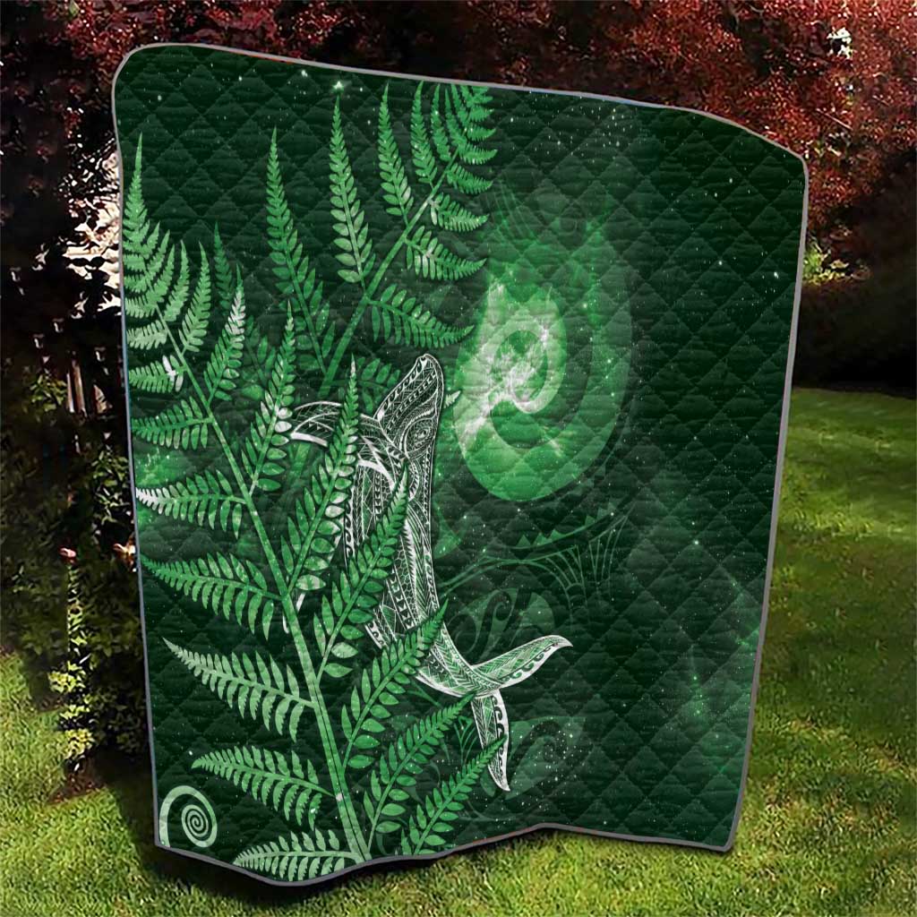 New Zealand Matariki Quilt Maori Koru With Humpback Whale Green LT05 - Polynesian Pride