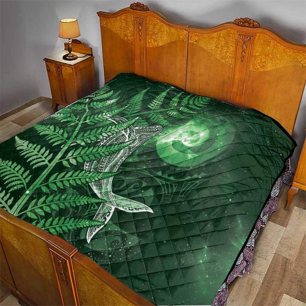 New Zealand Matariki Quilt Maori Koru With Humpback Whale Green LT05 - Polynesian Pride