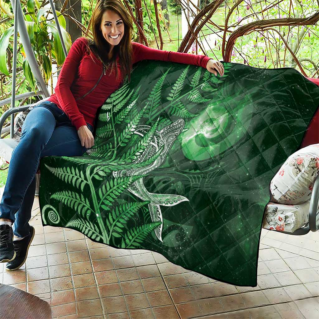 New Zealand Matariki Quilt Maori Koru With Humpback Whale Green LT05 - Polynesian Pride