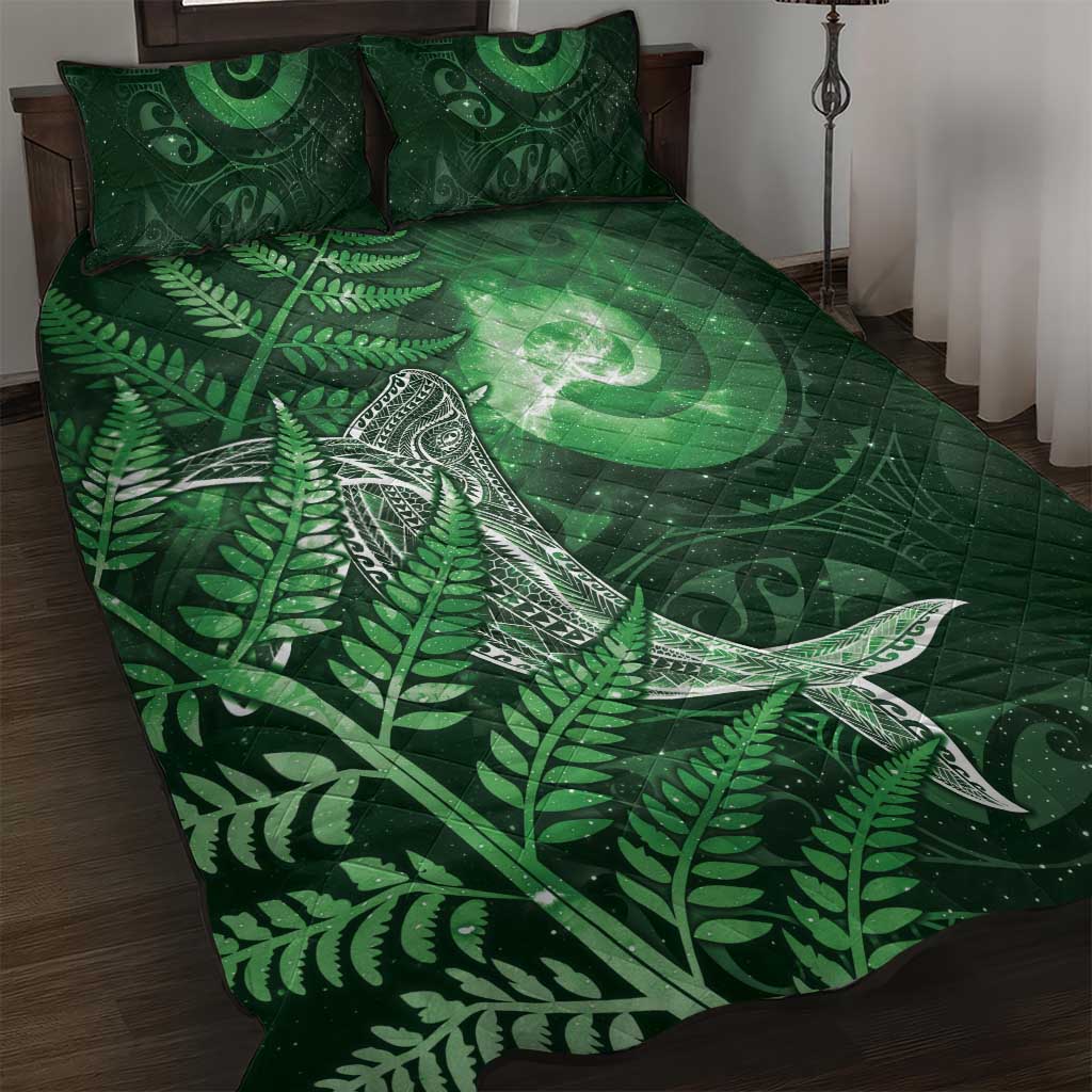 New Zealand Matariki Quilt Bed Set Maori Koru With Humpback Whale Green LT05 Green - Polynesian Pride