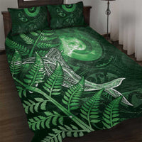 New Zealand Matariki Quilt Bed Set Maori Koru With Humpback Whale Green LT05 Green - Polynesian Pride