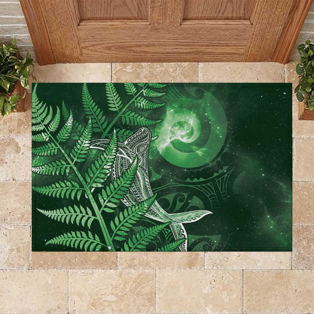 New Zealand Matariki Rubber Doormat Maori Koru With Humpback Whale Green LT05 Green - Polynesian Pride