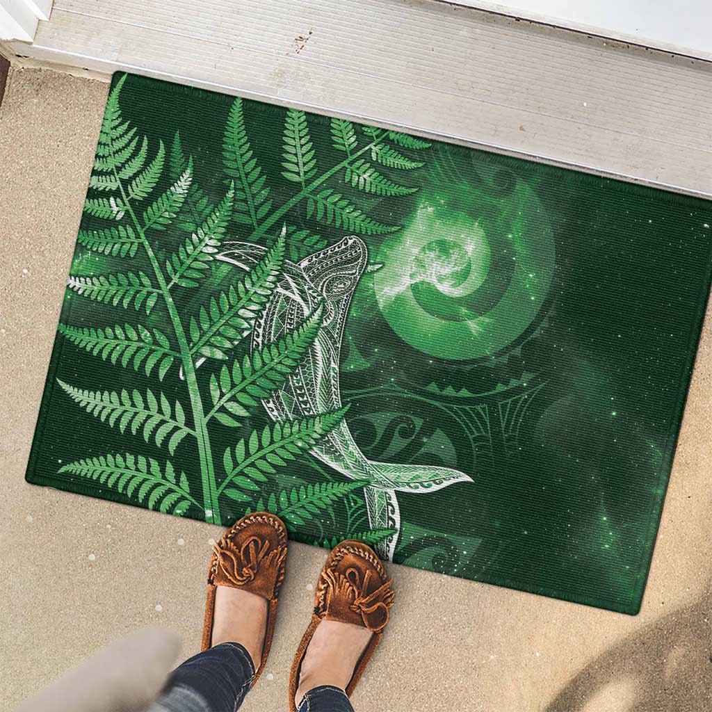 New Zealand Matariki Rubber Doormat Maori Koru With Humpback Whale Green LT05 - Polynesian Pride