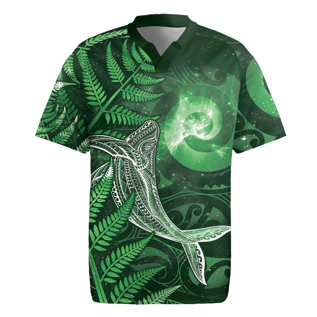 New Zealand Matariki Rugby Jersey Maori Koru With Humpback Whale Green LT05 Green - Polynesian Pride