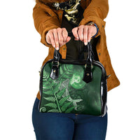New Zealand Matariki Shoulder Handbag Maori Koru With Humpback Whale Green
