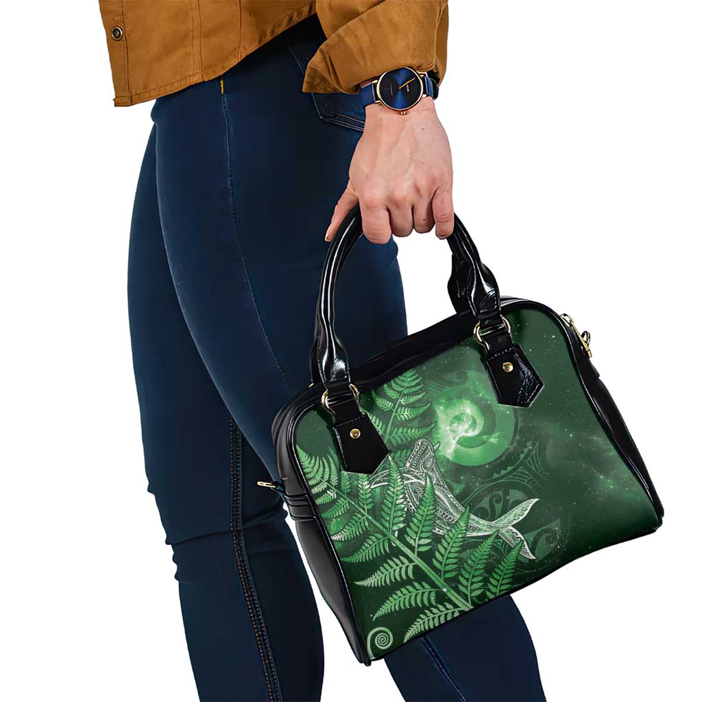 New Zealand Matariki Shoulder Handbag Maori Koru With Humpback Whale Green