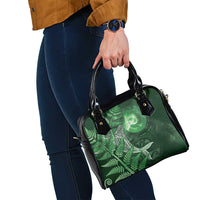 New Zealand Matariki Shoulder Handbag Maori Koru With Humpback Whale Green