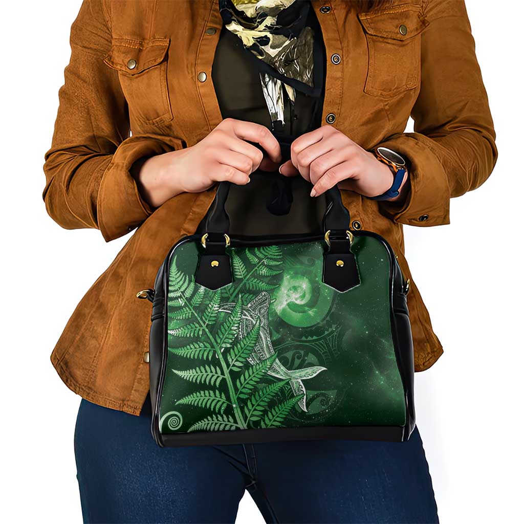 New Zealand Matariki Shoulder Handbag Maori Koru With Humpback Whale Green