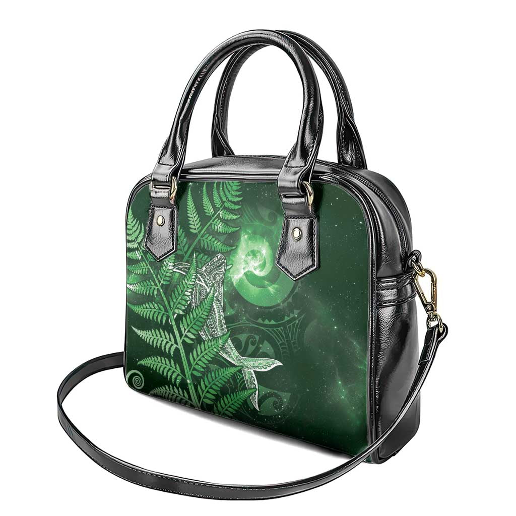 New Zealand Matariki Shoulder Handbag Maori Koru With Humpback Whale Green