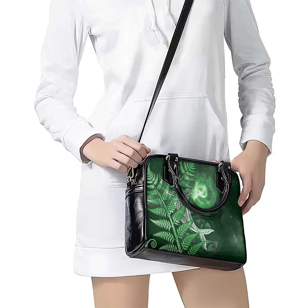 New Zealand Matariki Shoulder Handbag Maori Koru With Humpback Whale Green