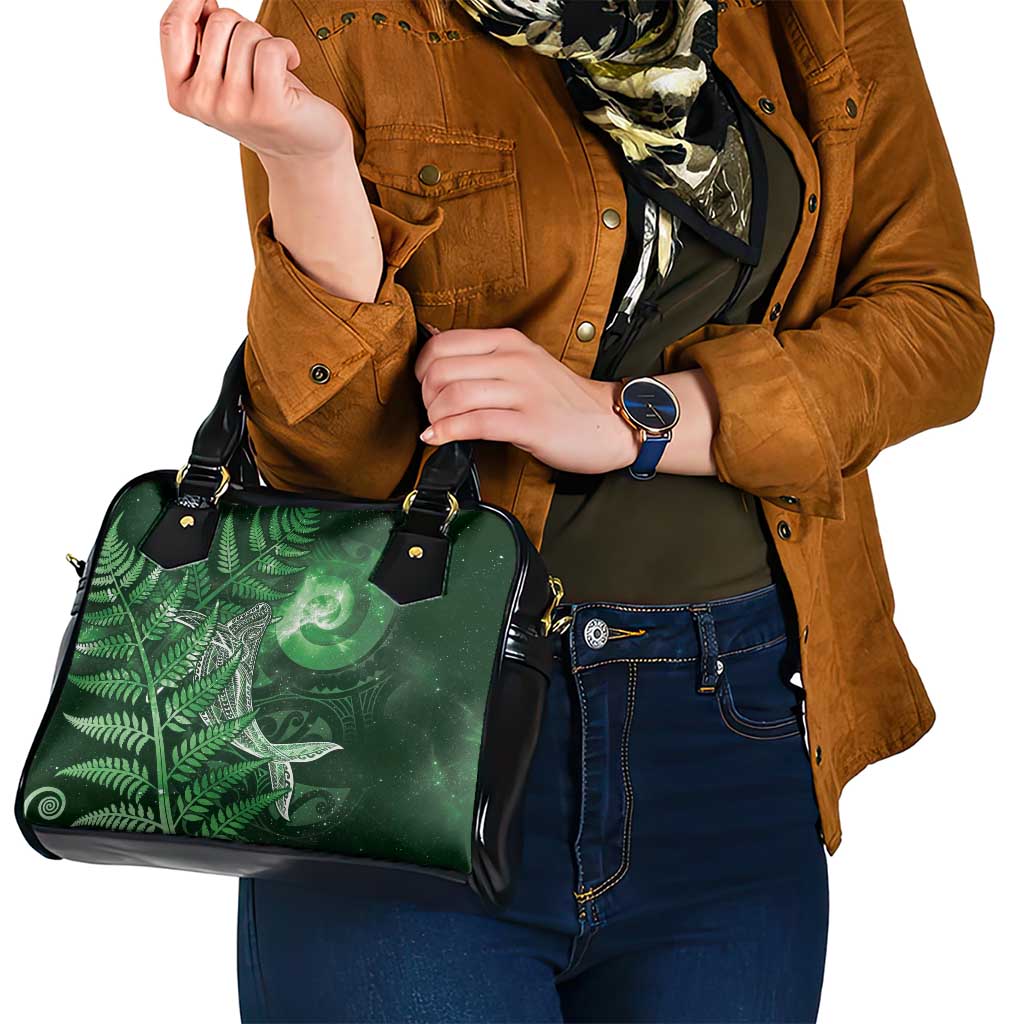 New Zealand Matariki Shoulder Handbag Maori Koru With Humpback Whale Green