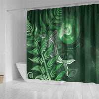 New Zealand Matariki Shower Curtain Maori Koru With Humpback Whale Green LT05 - Polynesian Pride