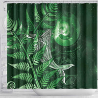 New Zealand Matariki Shower Curtain Maori Koru With Humpback Whale Green LT05 - Polynesian Pride