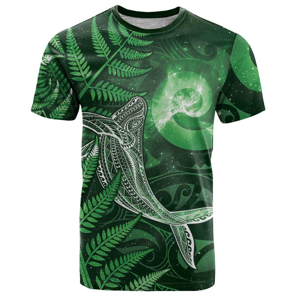 New Zealand Matariki T Shirt Maori Koru With Humpback Whale Green LT05 Green - Polynesian Pride