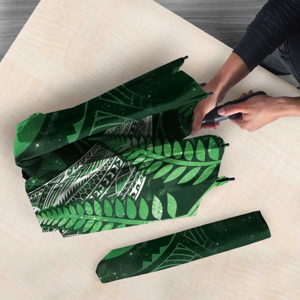 New Zealand Matariki Umbrella Maori Koru With Humpback Whale Green LT05 - Polynesian Pride